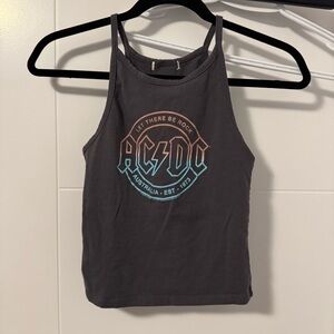 AC/DC Dark Grey Tank Crop Top, size S